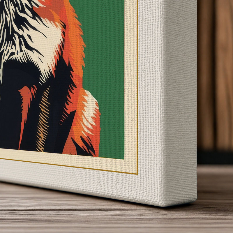 Fox Gaze Modern - Wrapped Canvas, 36x24 - 91.4 x 61.0 cm, Cream Border