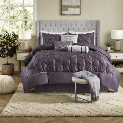 Élégant ensemble de literie pour grand lit 7 pièces, édredon 100% polyester avec design capitonné pour les chambres à coucher modernes