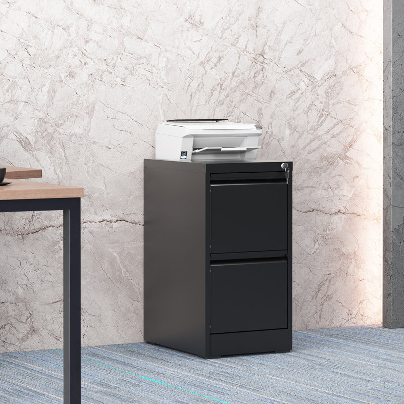 2 Drawers Metal Vertical File Cabinets with Lock-Durable for Home & Office., Black