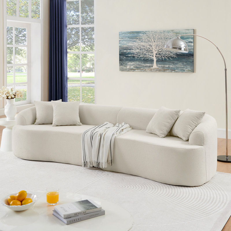 Canapé modulaire incurvé modulaire en tissu de laine d'agneau, style minimaliste moderne, comprimé (aucun assemblage requis), confortable pour le salon et la chambre à coucher