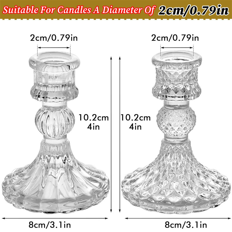 8 Piece Glass Tabletop Candelabra Set