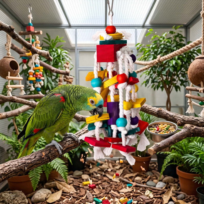 Oiseau à mâcher - Cage à perroquet en bois pour petits et moyens perroquets