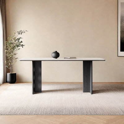 Vintage art rock slab solid wood dining table