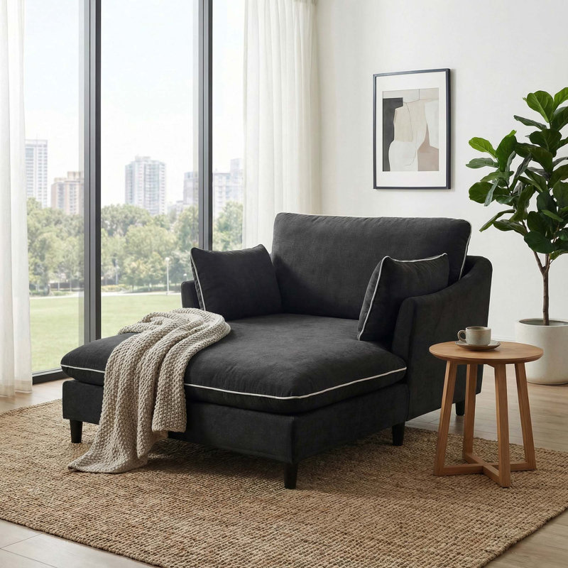 Canapé moderne en chenille avec fonction couchette, Black