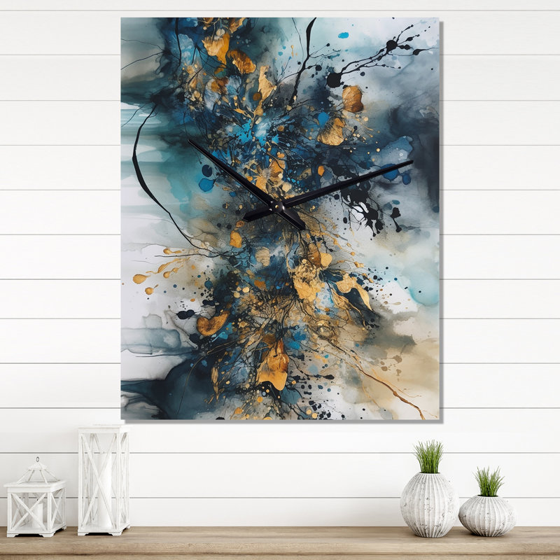 Jakkar - Horloge murale moderne en marbre abstrait, H 32 po x l 24 po x P 1 po