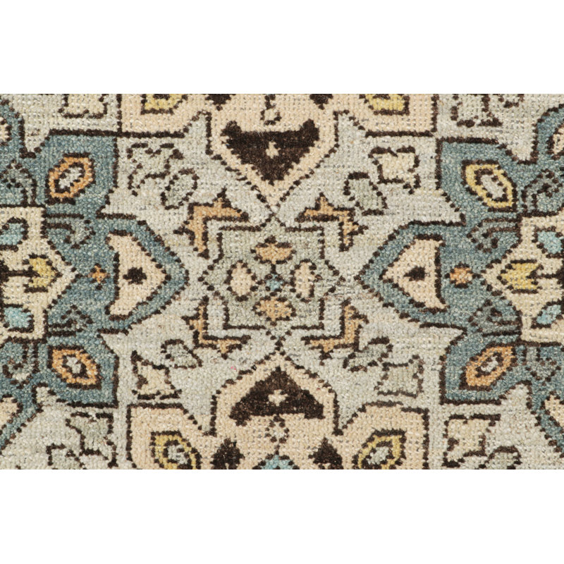 Rug & Kilim’S Caucasian Style Custom Rug In Blue With Geometric Medallions, Rectangle 9' x 12'