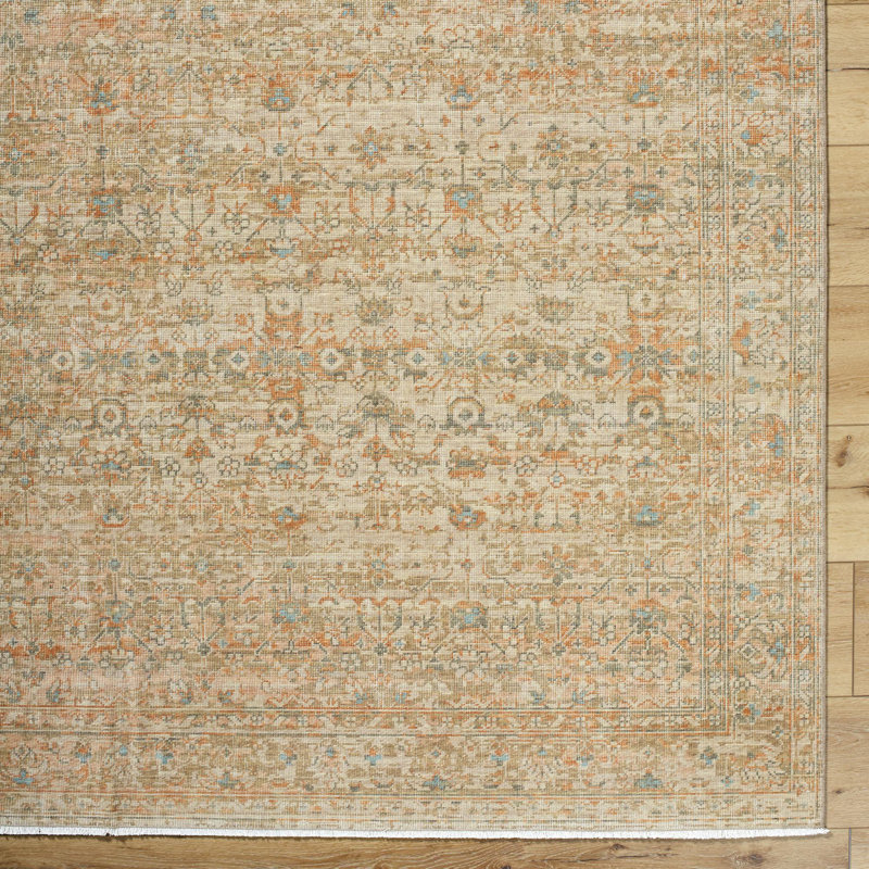 Handcrafted Wool Rectangular Area Rug in Tan and Taupe