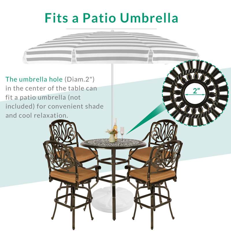 Waverley 4 - Person Patio Dining Set with Round Table , Cushions Included, Khaki