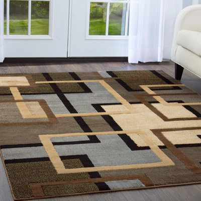 Amalyah Geometric Brown/Grey Area Rug