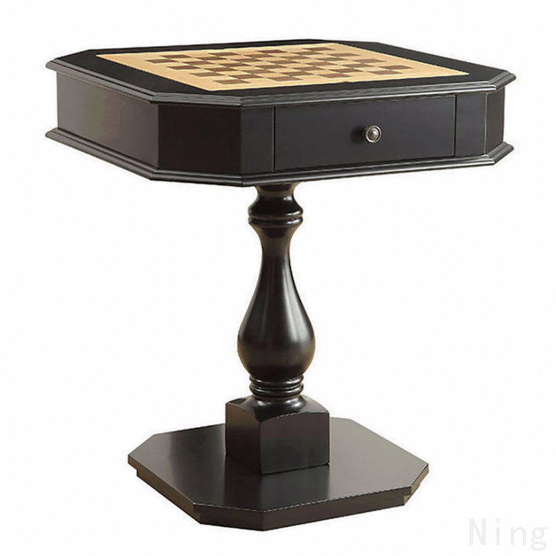 Table de jeu noire à 2 tiroirs, Noir, L 28,5 po x l 28,5 po x H 31,5 po