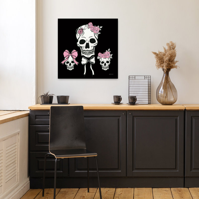 Coquette Skulls, art contemporain, H 18 po x l 18 po