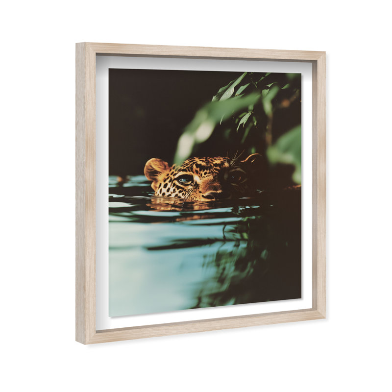 Jungle Watcher II Shadowbox Animals Print by Oliver Gal, Black Frame, 16 x 20, 21.5"H x 25.5"W, Natural Oak Shadowbox
