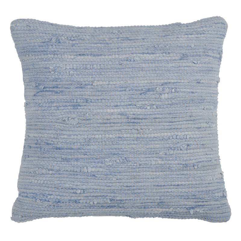 Aqua Chindi Textured Cotton Square Throw Pillow 18"