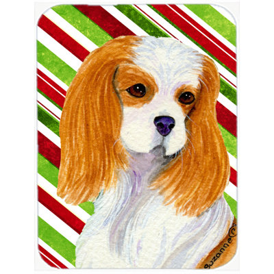 East Urban Home Cavalier Spaniel Candy Cane Holiday Christmas Glass Cutting Board