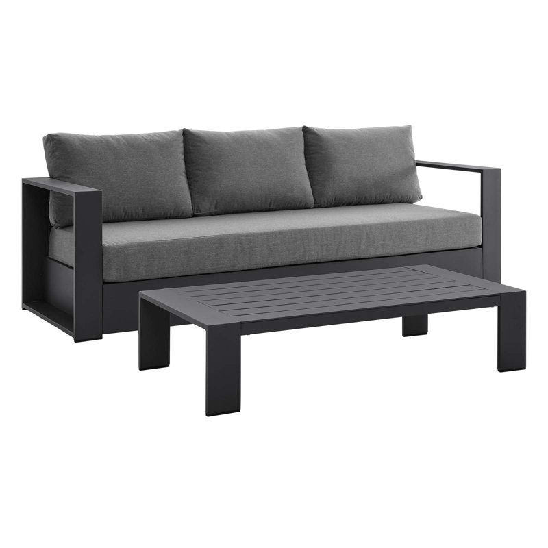 Modway Tahoe Outdoor Patio Powder-Coated Aluminum 2-Piece Set, Gray, Charcoal