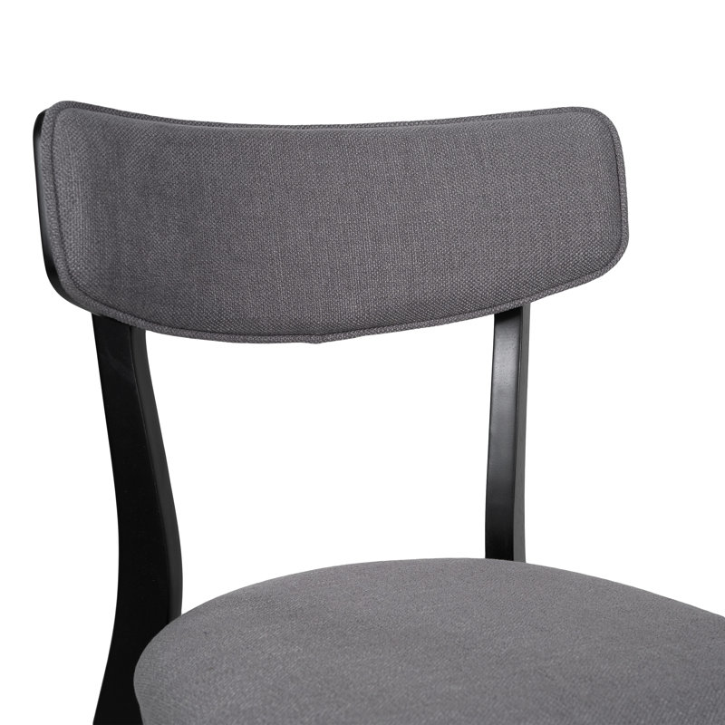 Putnam Upholstered Dining Chairs with Curved Back & Rubberwood Legs , Gray/Black, 2