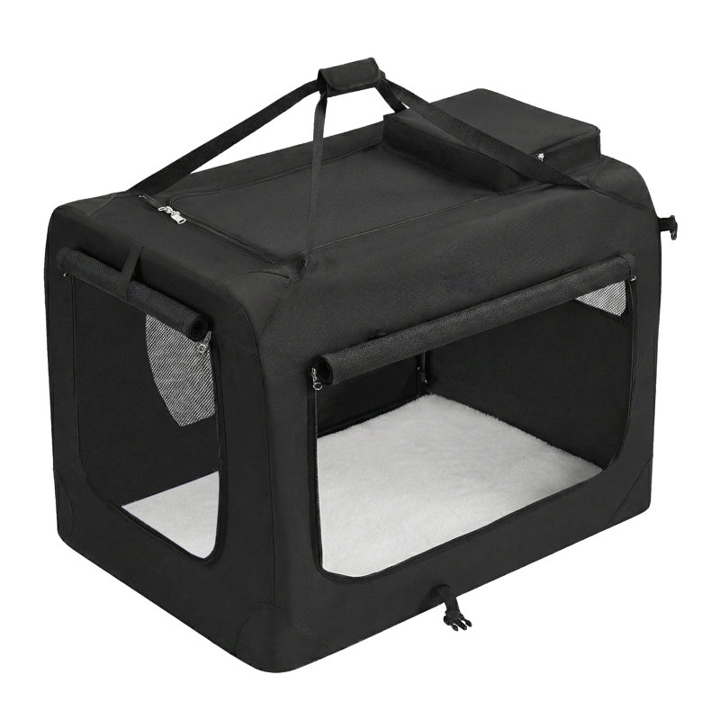 Cage pliable pour chien, transport pour animal de compagnie, cage souple pour chien, tissu Oxford, Noir