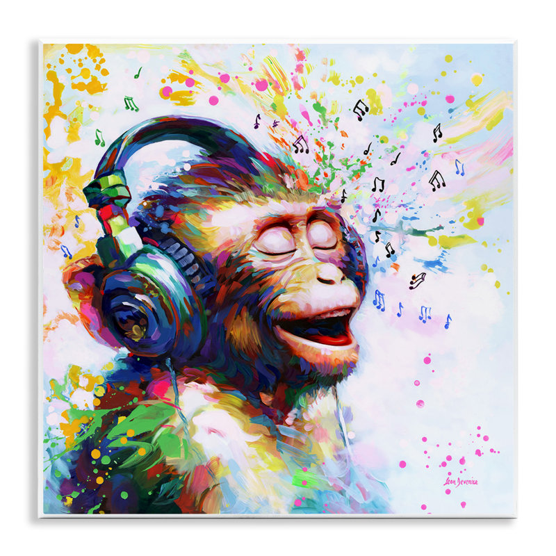 Art mural "Blissful Beats Monkey" par Leon Devenice