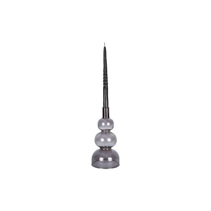 Glass Tabletop Candelabra, Black, 20cm H x 10cm W x 10cm D