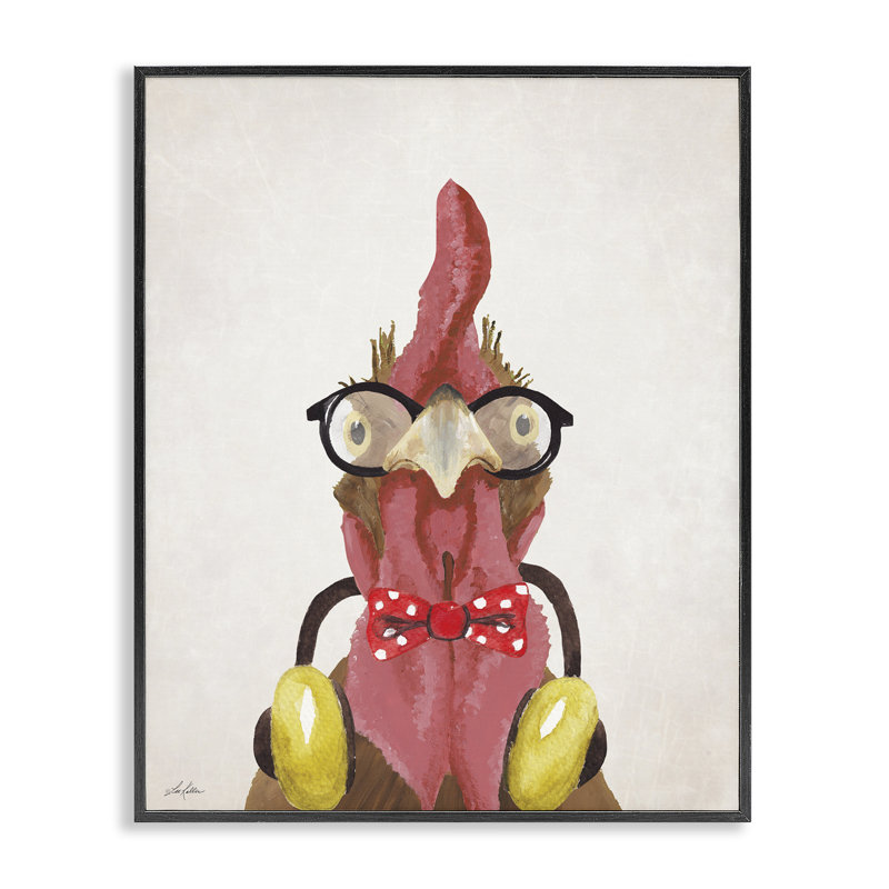 Hipster, oiseau et casque, estampe numérique par Lee Keller, Giclée encadrée noir minuit, H 14 po x l 11 po