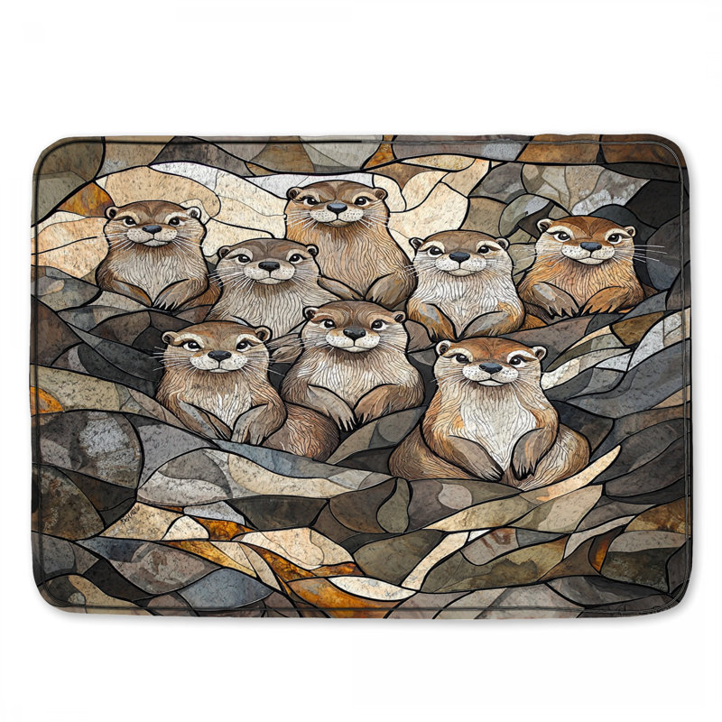 Tapis de bain Otters, Simple - L 17 po x l 24 po , Loutres brunes