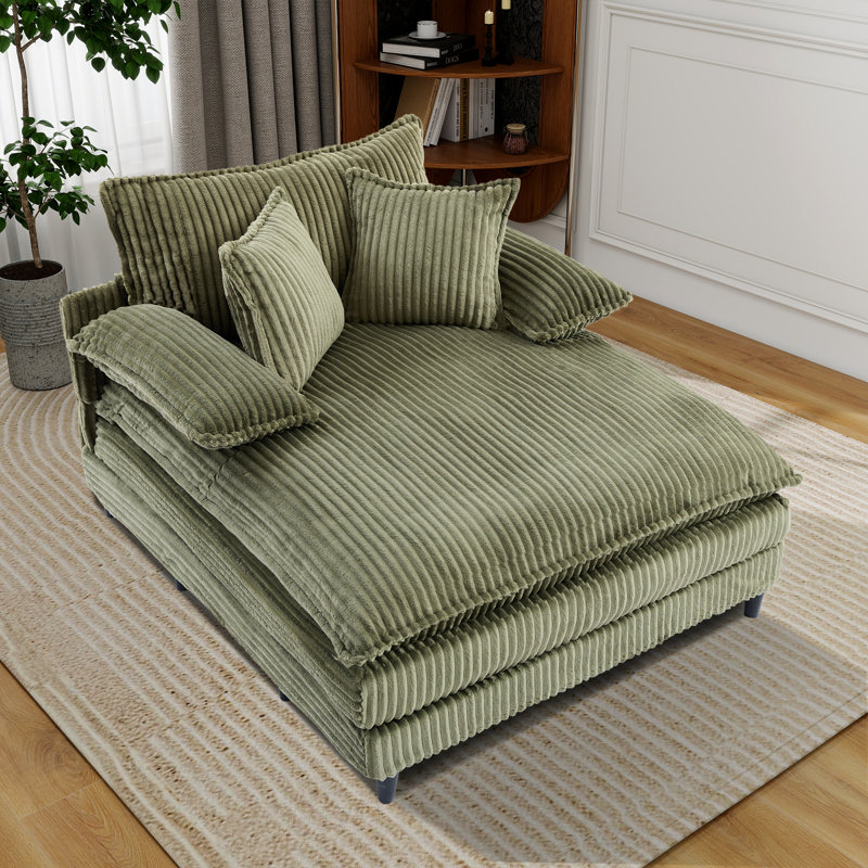Large méridienne rembourrée, canapé-lit moelleux confortable, Vert