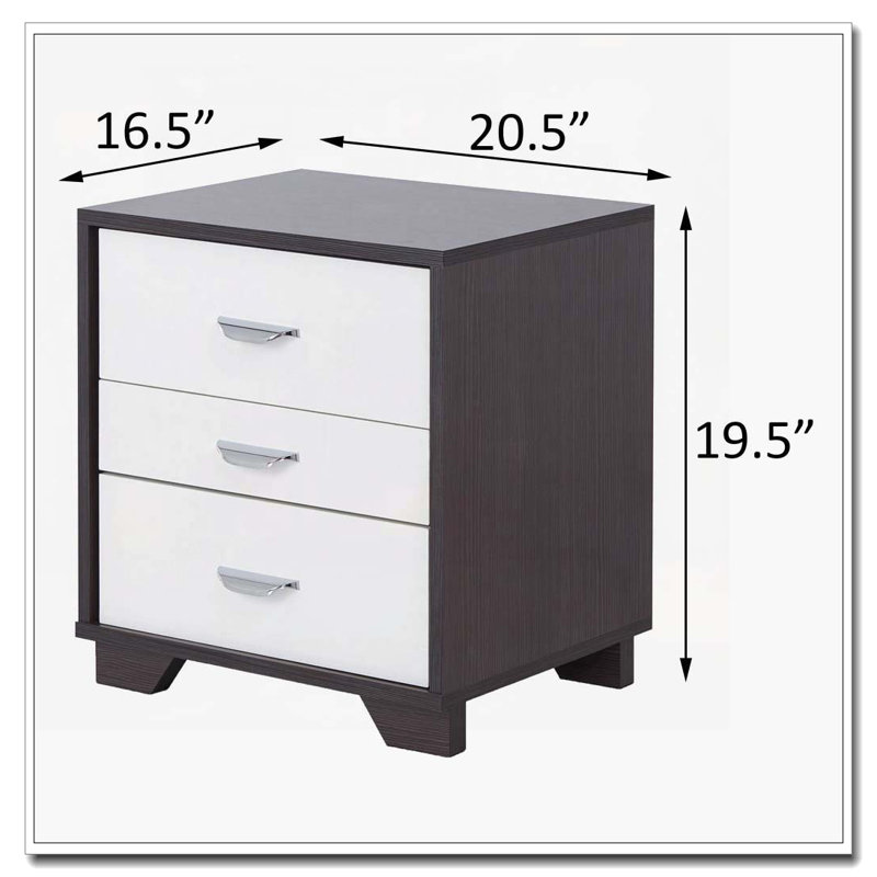 White and Black 3-drawer Rectangular Accent Table