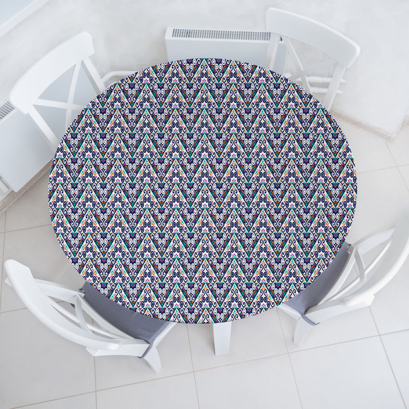 East Urban Home Boho Fitted Round Tablecloth Diameter Multicolor