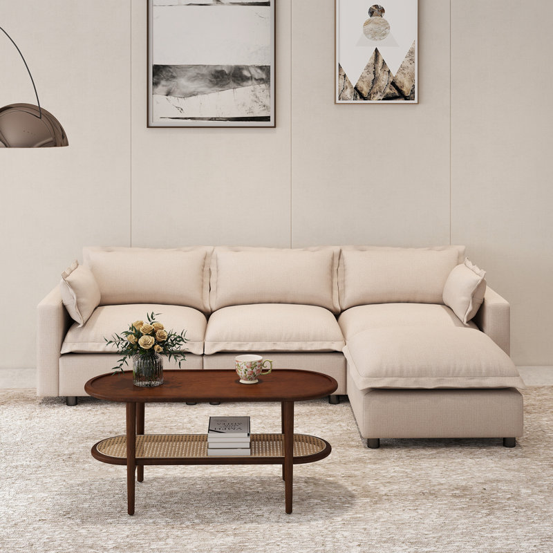 Canapé rembourré avec table basse et repose-pieds, Otameal