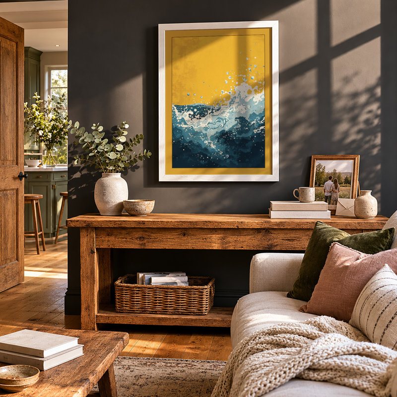 Wave in Motion Modern - Framed Print, A3 - 42.0 x 29.7 cm, White