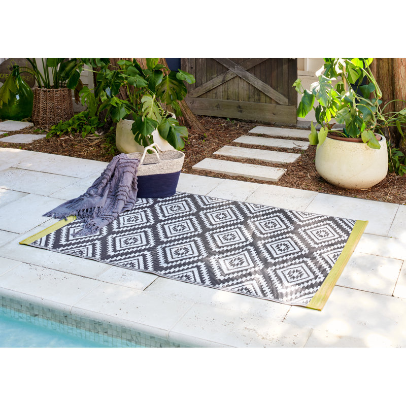 Outdoor Rug Plastic Straw Rug Waterproof Patio Laurids Gray, Rectangle 5' x 8'