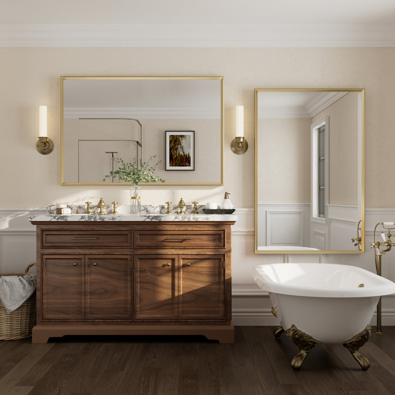 Miroir mural Amara, 48 po x 32 po, Brushed Gold