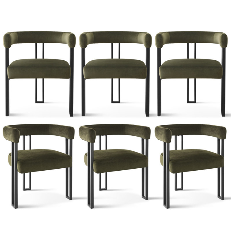 Ensemble de chaises de salle à manger rembourrées de 18 po en velours (ensemble de 6), Vert