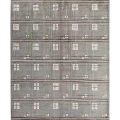 Hand-Knotted High-Quality Gray and Ivory Area Rug