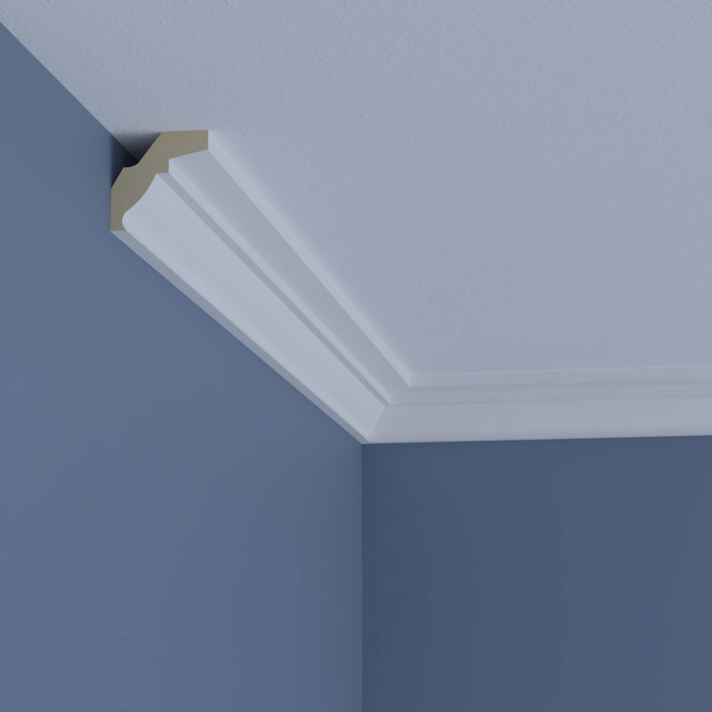 Endurathane Emery Crown Moulding, 2 1/8"H x 2"P x 3"F x 94 1/2"L, Factory Primed