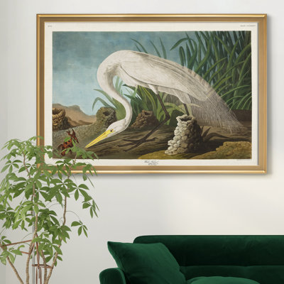 Héron blanc - reproduction de cadre photo sur toile