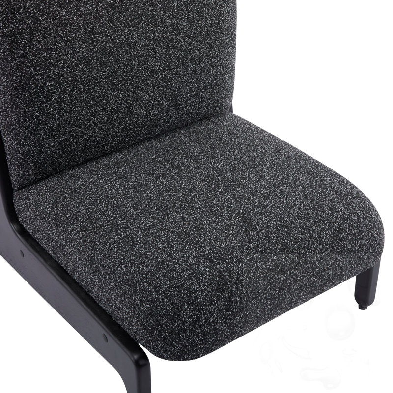 Chaise d'appoint rembourrée en bois avec dossier, Gris foncé, Noir