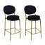 Ensemble de 2 tabourets de bar rembourrés en velours avec tabouret de comptoir rond avec dossier et repose-pieds pour îlot de cuisine-1217596337