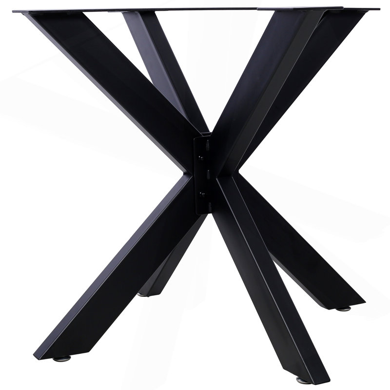Pieds de table en acier en forme d'araignée, structure de table de salle à manger en métal de H 28 po x l 32 po x P 33 po, base de table section en boîte robuste, pieds de bureau en métal de style industriel de style campagnard noir