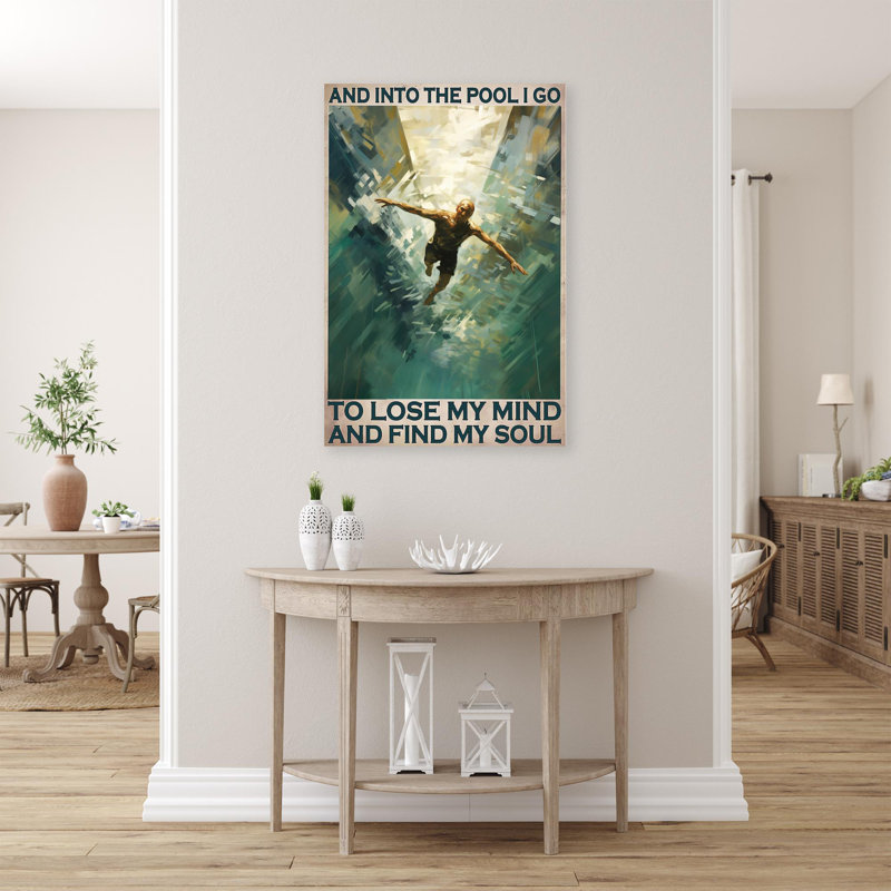" Swimming And Into The Pool - 1 Piece Rectangle Graphic Art Print On Wrapped Canvas ", L 24 po x H 36 po
