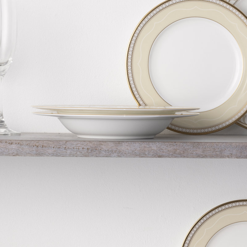 Noritake Trefolio Gold Set Of 4 Soup Bowls, 8-1/2", 12 Oz.