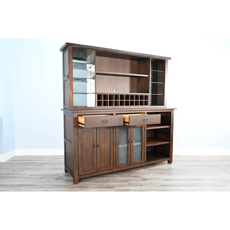 Karg 82.5'' Solid Wood Bar Cabinet, Dark Brown