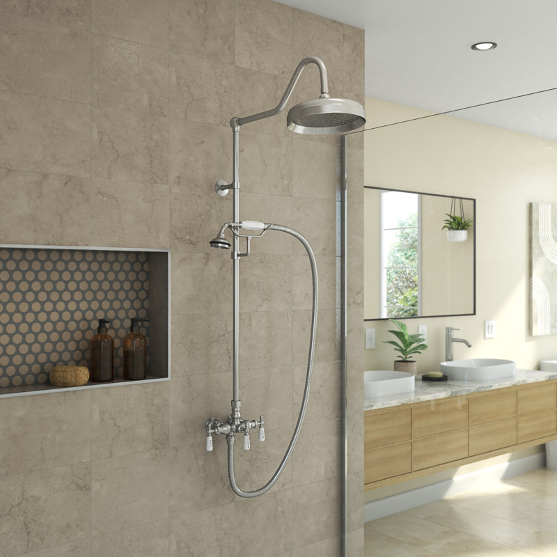Abbey 10 x 34 1/2 Shower Faucet Set with Handshower, Brushed Nickel