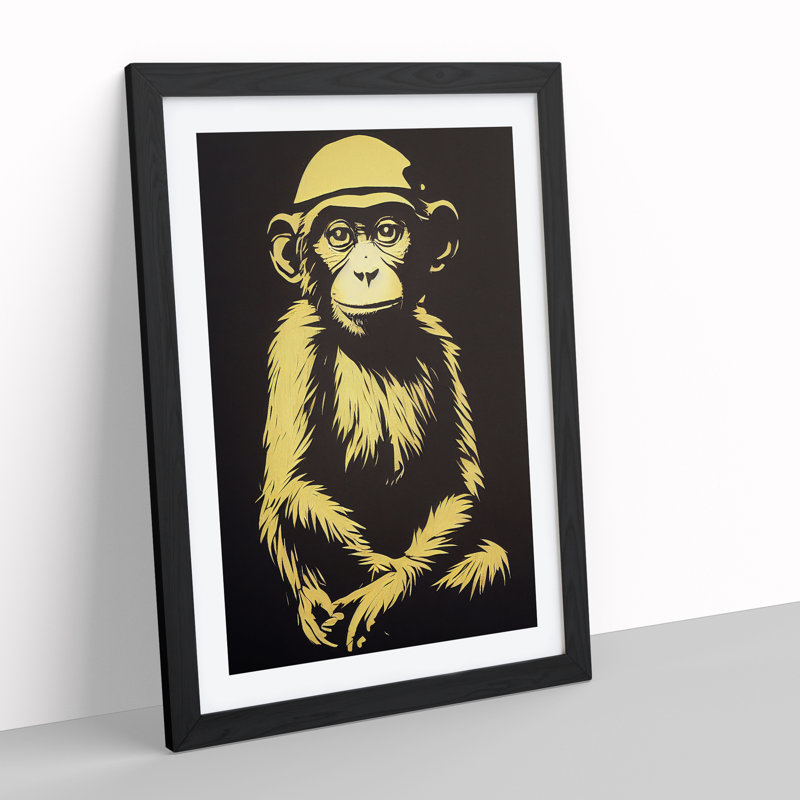 A Young Monkey No.1 - Framed Print, Black, 34cm H x 25cm W