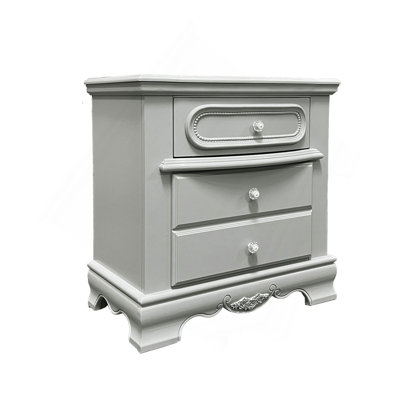 Grey 3-Drawer Nightstand