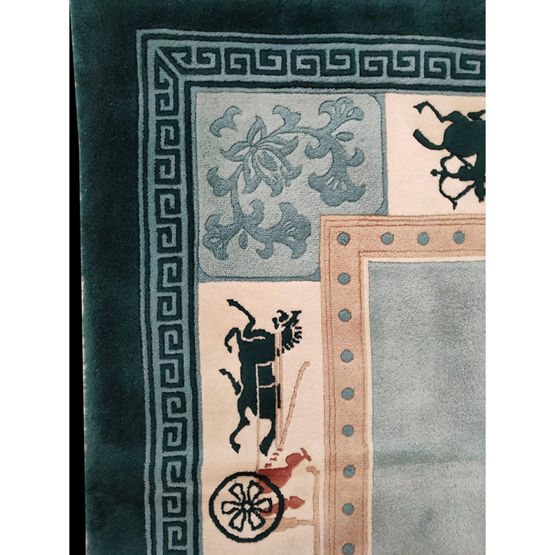 Vintage Art Deco Chinese Medallion Knotted Rug