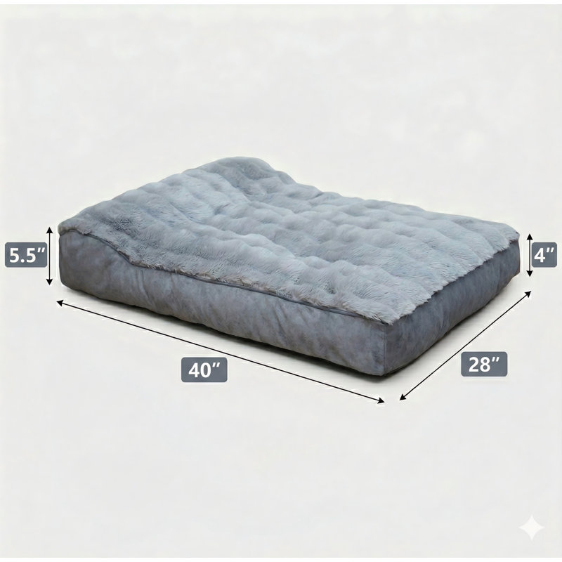 Large Dog Bed Featuring a Low-Angle Soft Pillow, Deluxe Construction with Comfortable and Soft Fabric, Includes Non-Slip Bottom, Washable Pet Bed Suitable for Crate Use, Color: Grey