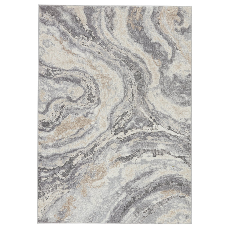 Tapis gris à poils longs Henrik, Rectangle 8 pi x 10 pi
