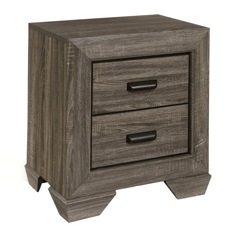 Table de chevet 2 tiroirs gris vieilli