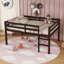 Full Rubber Wood Loft Bed With Ladder-697304946